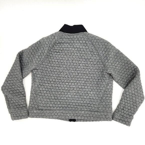 GAP Fit Jacquard Quilted Bomber Jacket Womens Size Small Black White Hexagon - Picture 4 of 9